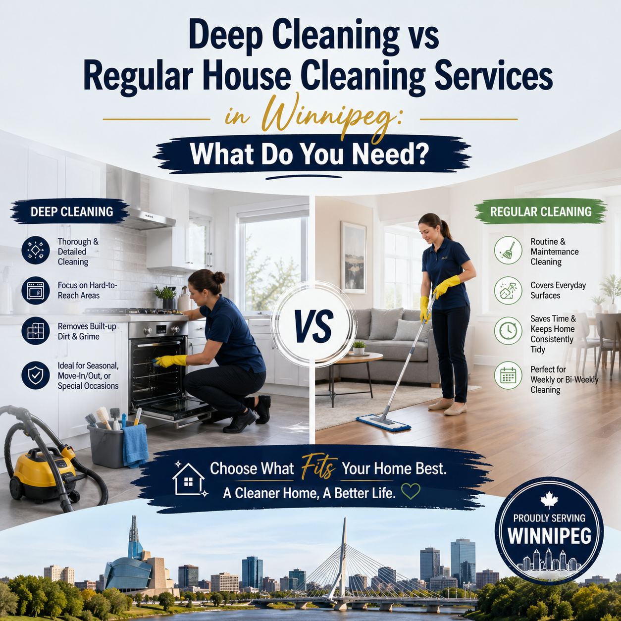 An image for a blog titled Deep Cleaning vs Regular House Cleaning Services in Winnipeg What Do You Need