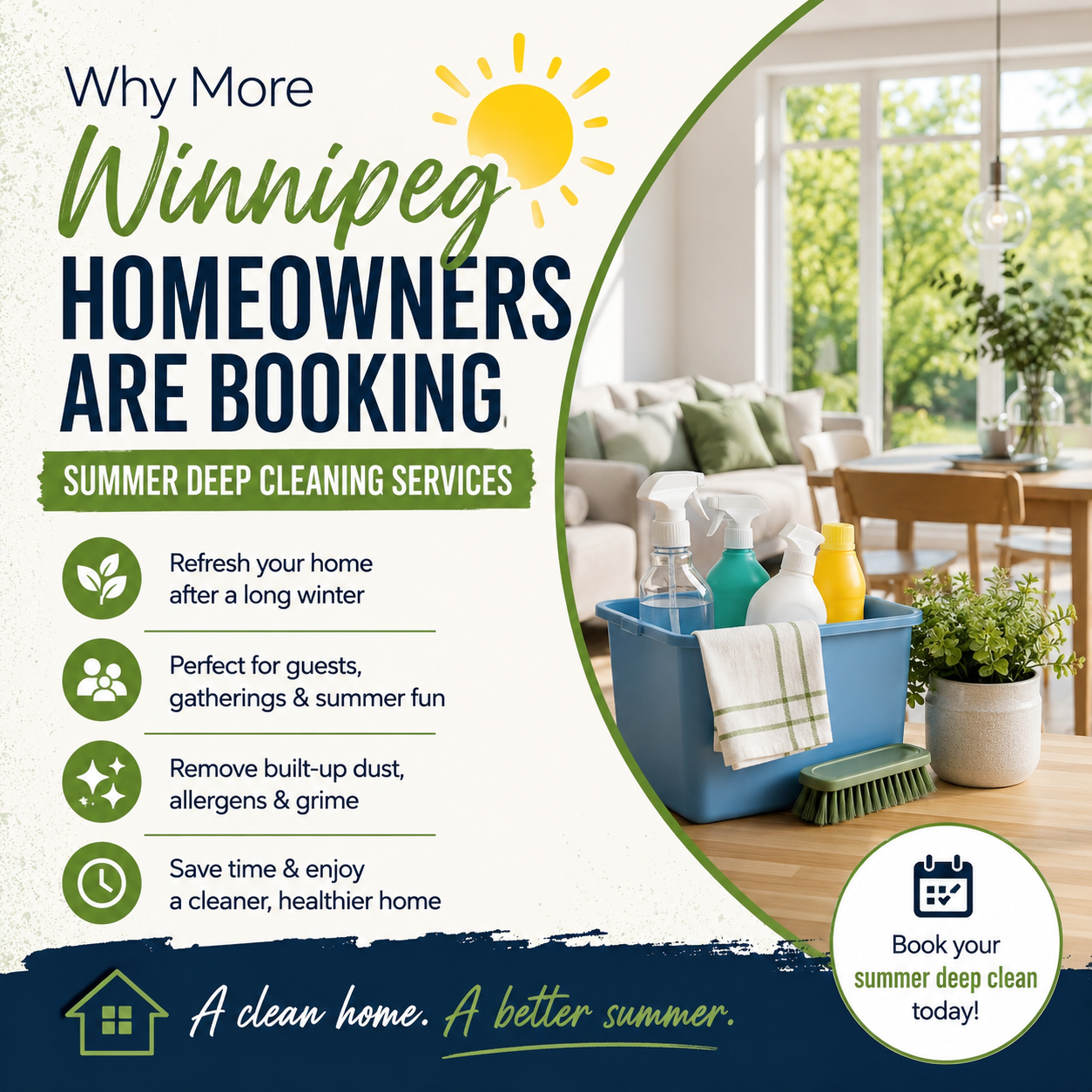 An image for a blog titled Why More Winnipeg Homeowners Are Booking Summer Deep Cleaning Services