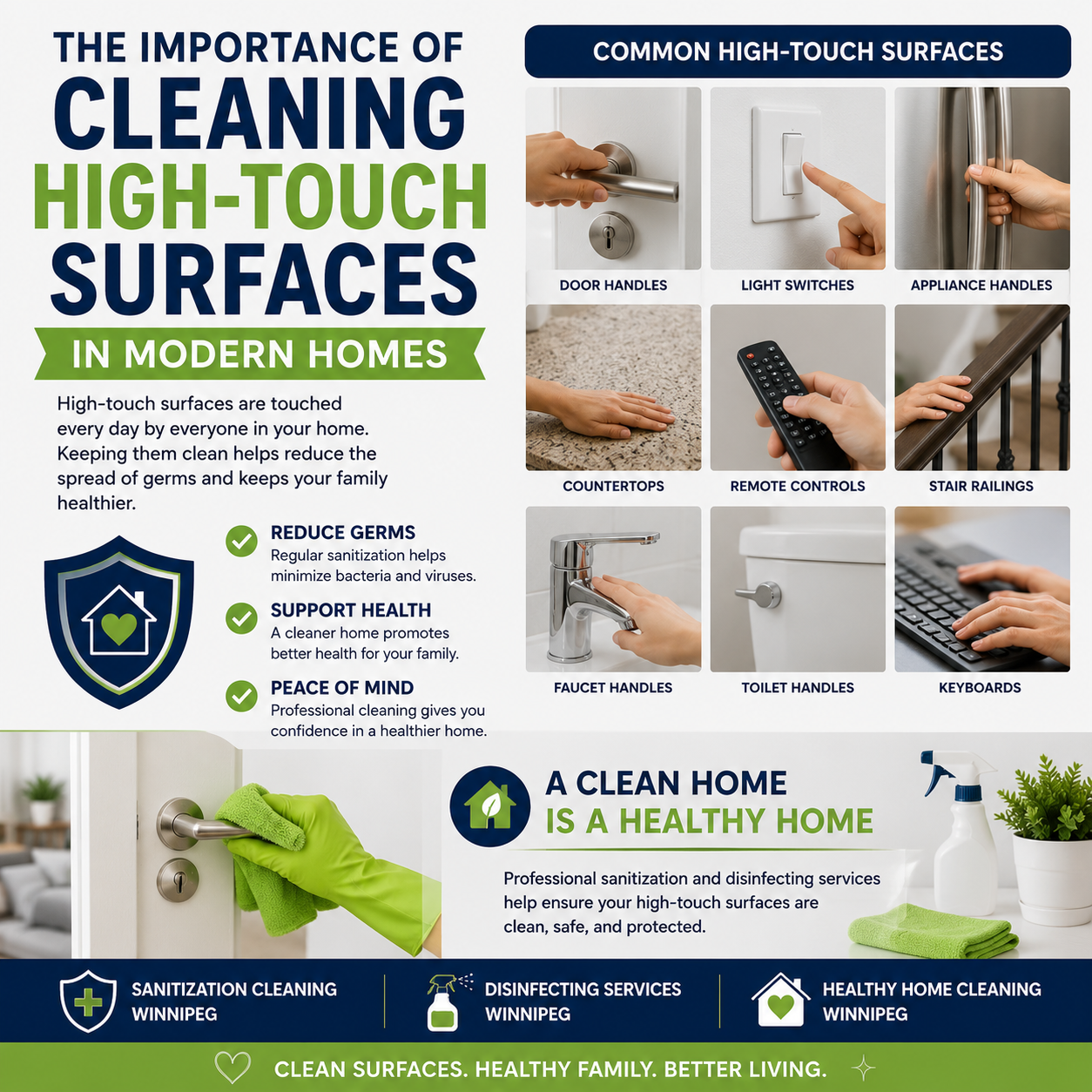 An image for a blog titled The Importance of Cleaning High-Touch Surfaces in Modern Homes