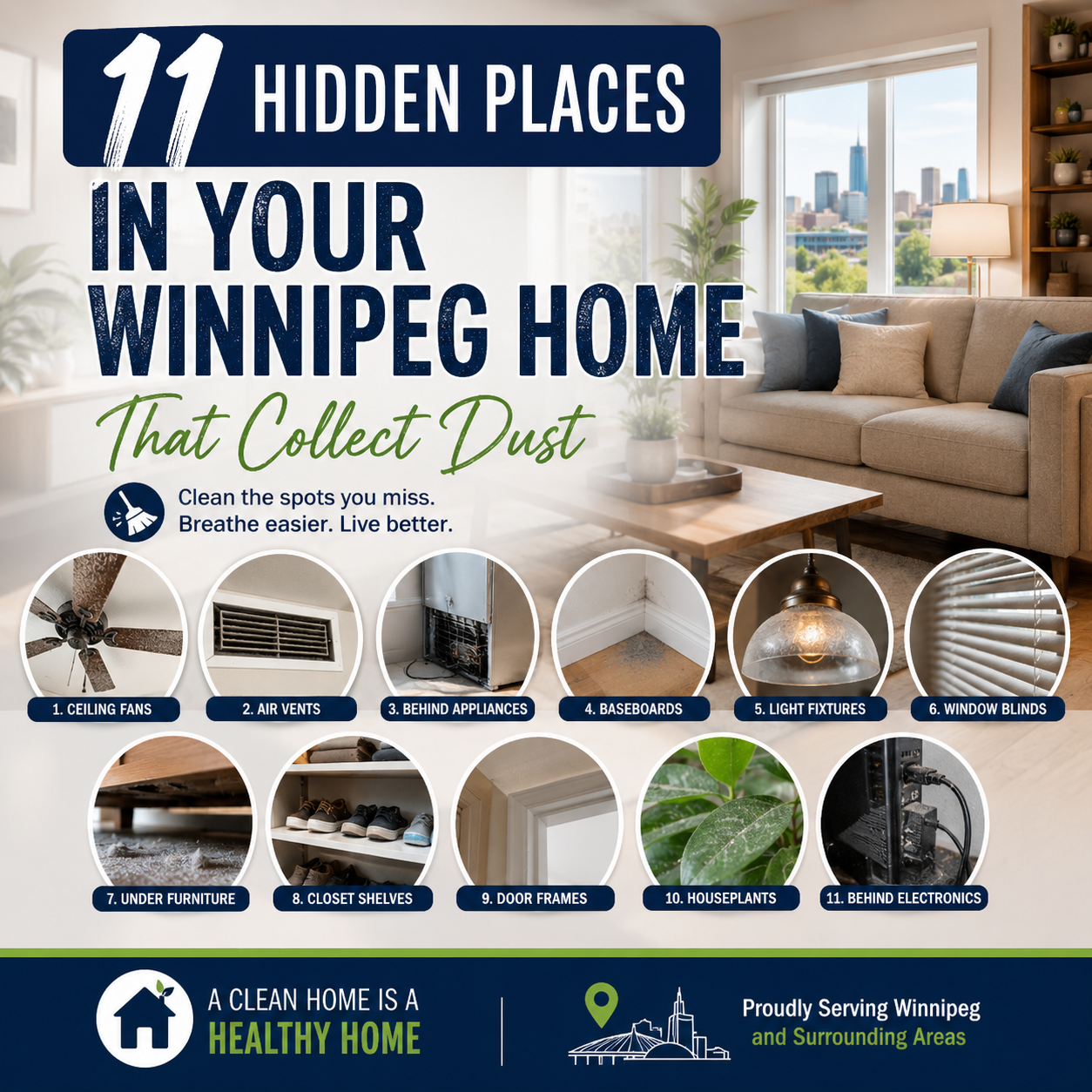 An image for a blog titled 11 Hidden Places in Your Winnipeg Home That Collect Dust