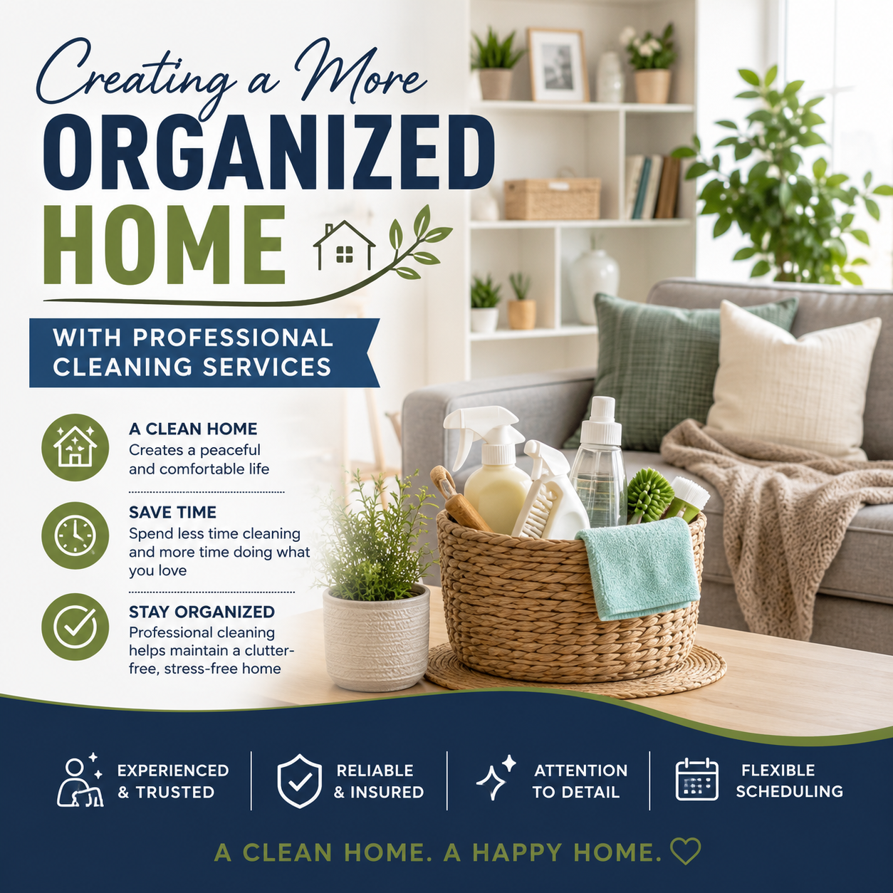 An image for the blog titled Creating a More Organized Home with Professional Cleaning Services