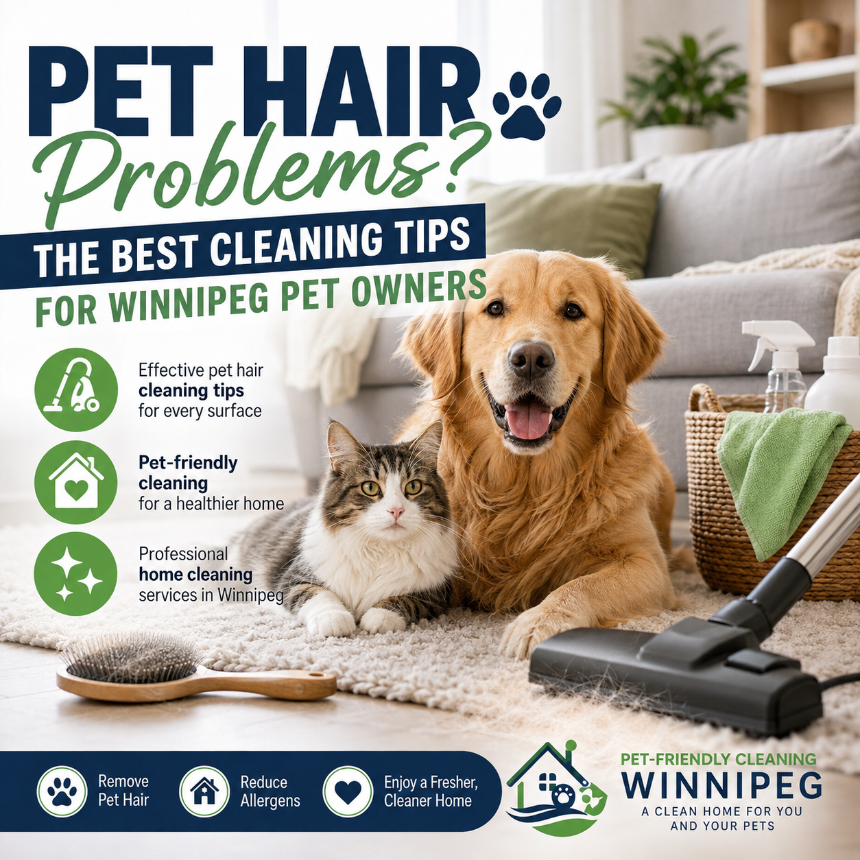 An image for the blog titled Pet Hair Problems The Best Cleaning Tips for Winnipeg Pet Owners