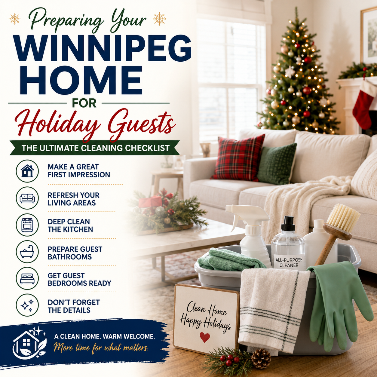 An image for a blog titled Preparing Your Winnipeg Home for Holiday Guests The Ultimate Cleaning Checklist