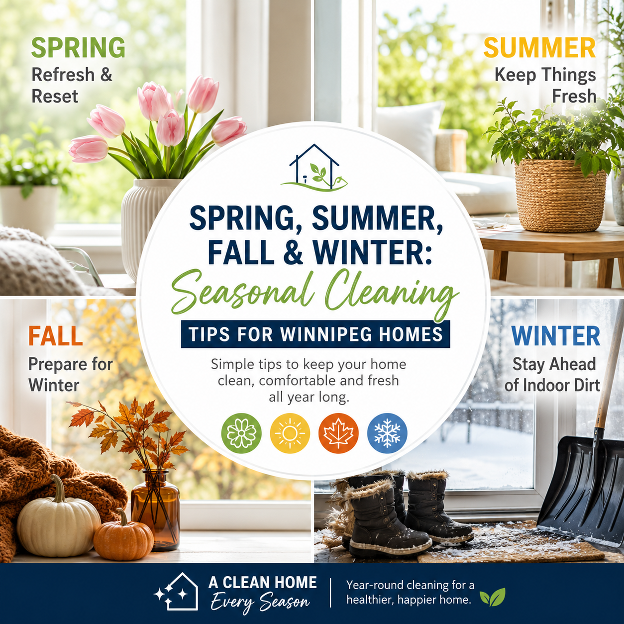 An image for the blog titled Spring, Summer, Fall & Winter Seasonal Cleaning Tips for Winnipeg Homes