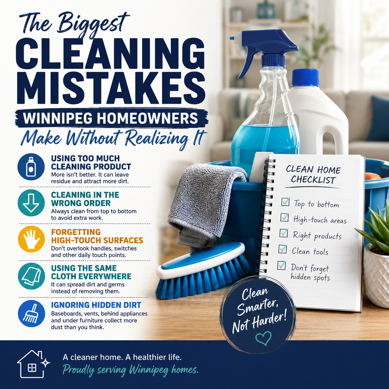 An image for the blog titled The Biggest Cleaning Mistakes Winnipeg Homeowners Make Without Realizing It