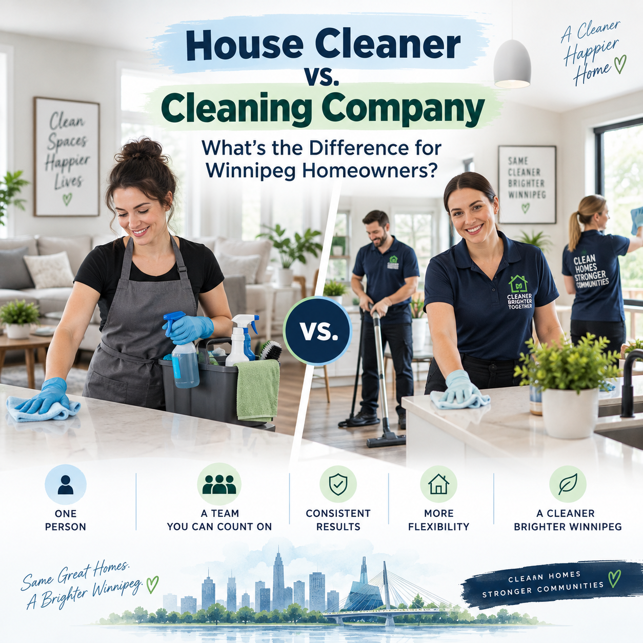 An image for the blog titled House Cleaner vs. Cleaning Company: What’s the Difference for Winnipeg Homeowners?